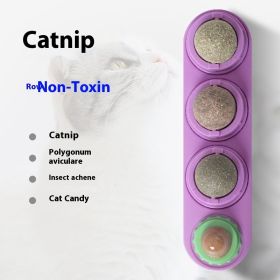 4 In 1 Rotating Catnip Silver Vine Ball Teeth Cleaning Acne Prevention Digestive Health Wall Stick On Toy Edible Safe Material (Option: purple Three in one box)