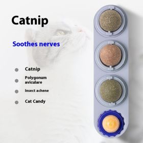 4 In 1 Rotating Catnip Silver Vine Ball Teeth Cleaning Acne Prevention Digestive Health Wall Stick On Toy Edible Safe Material (Option: grey Three in one box)