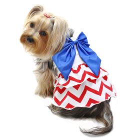 Patriotic Red/White/Blue Large Bow Sundress (Color: Red/White/Blue, size: XL)