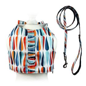 Chic Raindrop Harness Vest with Matching Leash (Color: Blue/Orange/White, size: XL)
