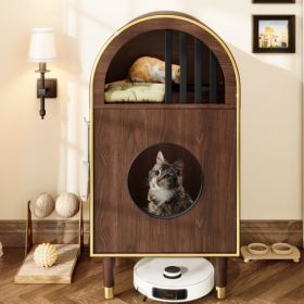 Cat Litter Box Enclosure , 2-in-1 Condo Cat Bed, Cat Shelter Furniture With Two-Level Cozy Haven For 2 Cats, Cute Kitty Condo For Sleeping, Luxur (Option: MDF)