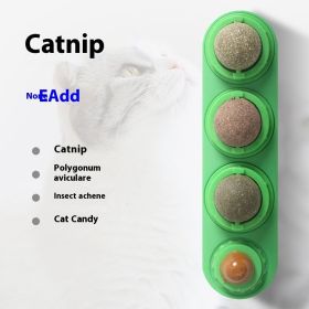 4 In 1 Rotating Catnip Silver Vine Ball Teeth Cleaning Acne Prevention Digestive Health Wall Stick On Toy Edible Safe Material (Option: green Three in one bag)