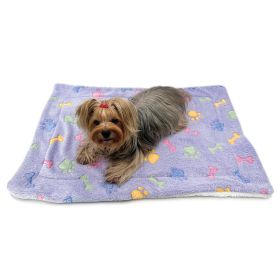 Ultra Plush Colorful Bones/Paws Blanket (Color: Purple, size: 50" x 30")