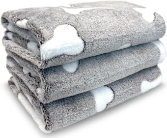 Dog Blankets for Dogs, 3 Pack Dog Blanket Washable 23" x 16", Fuzzy Soft Pet Mat Throw Cover for Kennel Crate Bed, Cute Paw Pattern, Cat Blanket (size: Grey    23x16 IN)