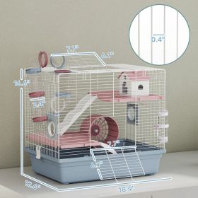 Cage, 3-Tier Small Animal Cage With Exercise Wheel, Food Bowl, Water Bottle, House, Tunnels, Ramps (Option: Blue)