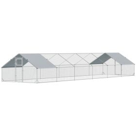 Large Chicken Coop with Waterproof and Anti-UV Cover, Spire Shaped for Outdoor and Yard Farm Use, 39 x 10 x 6.4 (Option: Silver-2050x340x190 mm)
